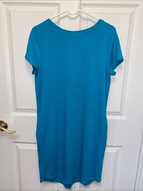 Teal Green Blue Short Sleeve T-Shirt Dress